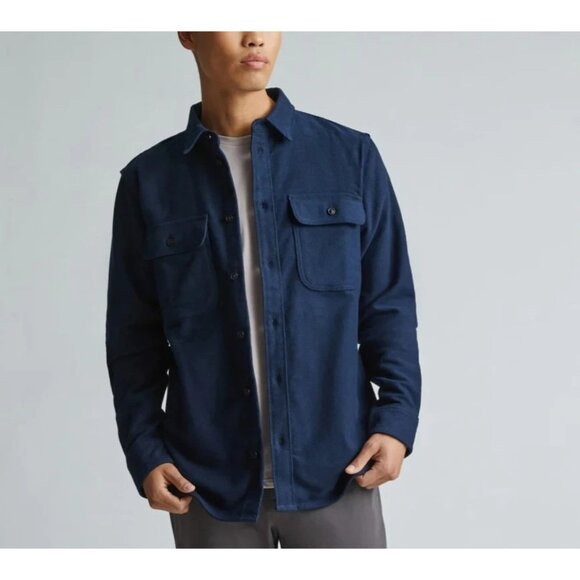 Everlane Shirt Mens S Navy Blue Organic Cotton Shacket Heavy Overshirt Jacket - Picture 1 of 8